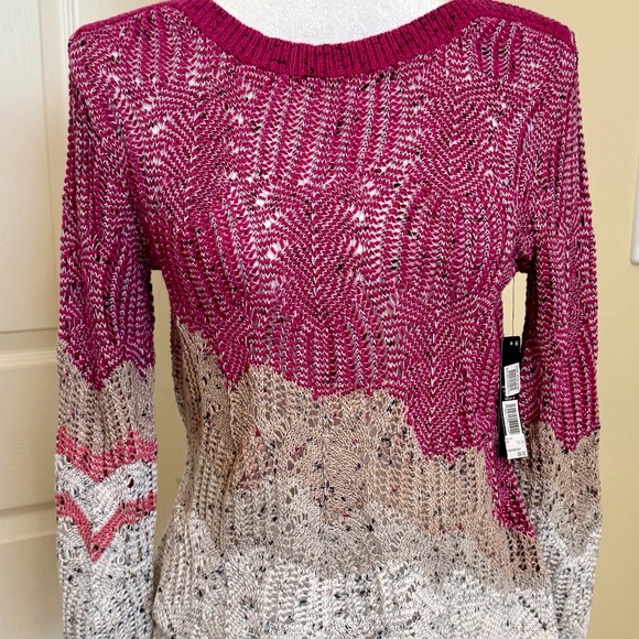 NWT Nic+Zoe Peak Mixed Stitch Sweater, Pink, size MP - Picture 2 of 5